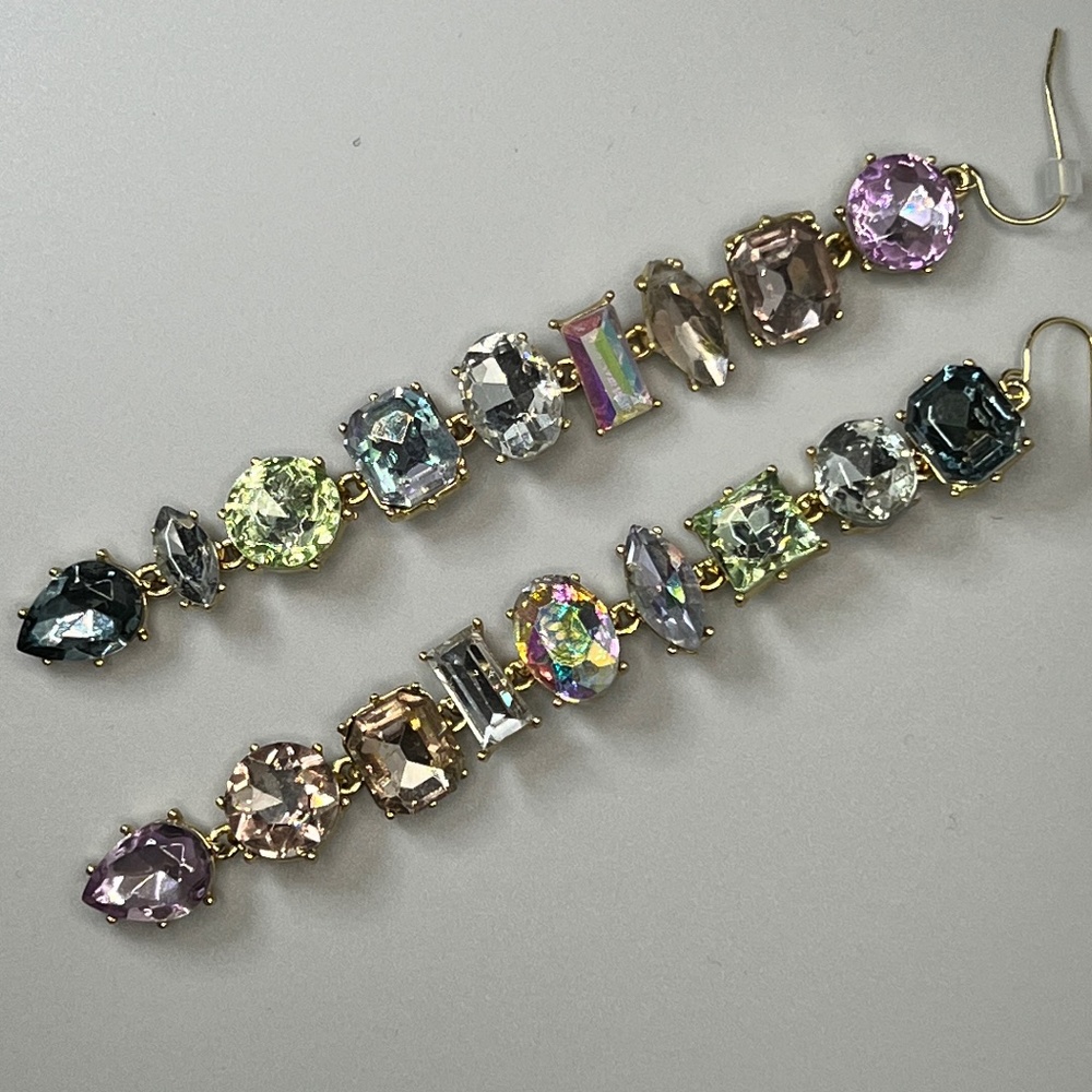 Multi-Colored Rhinestone Drop Earrings - image 4
